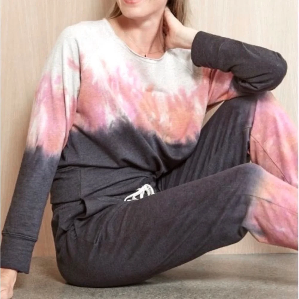 Sundry Pink Gray Dip Dye Tie Dye Sweatshirt 0
